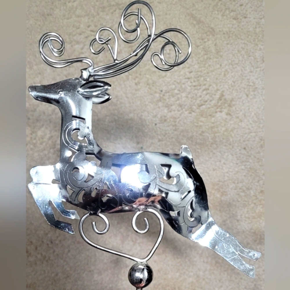 Metal silver reindeer candle holders set 2 pcs. - Picture 8 of 17